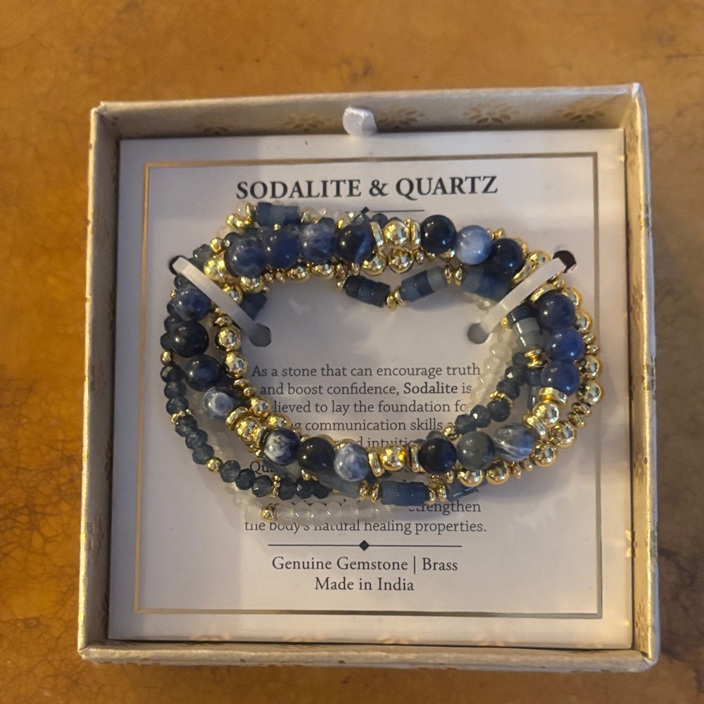Sodalite & Quartz Gemstone Bracelet Set